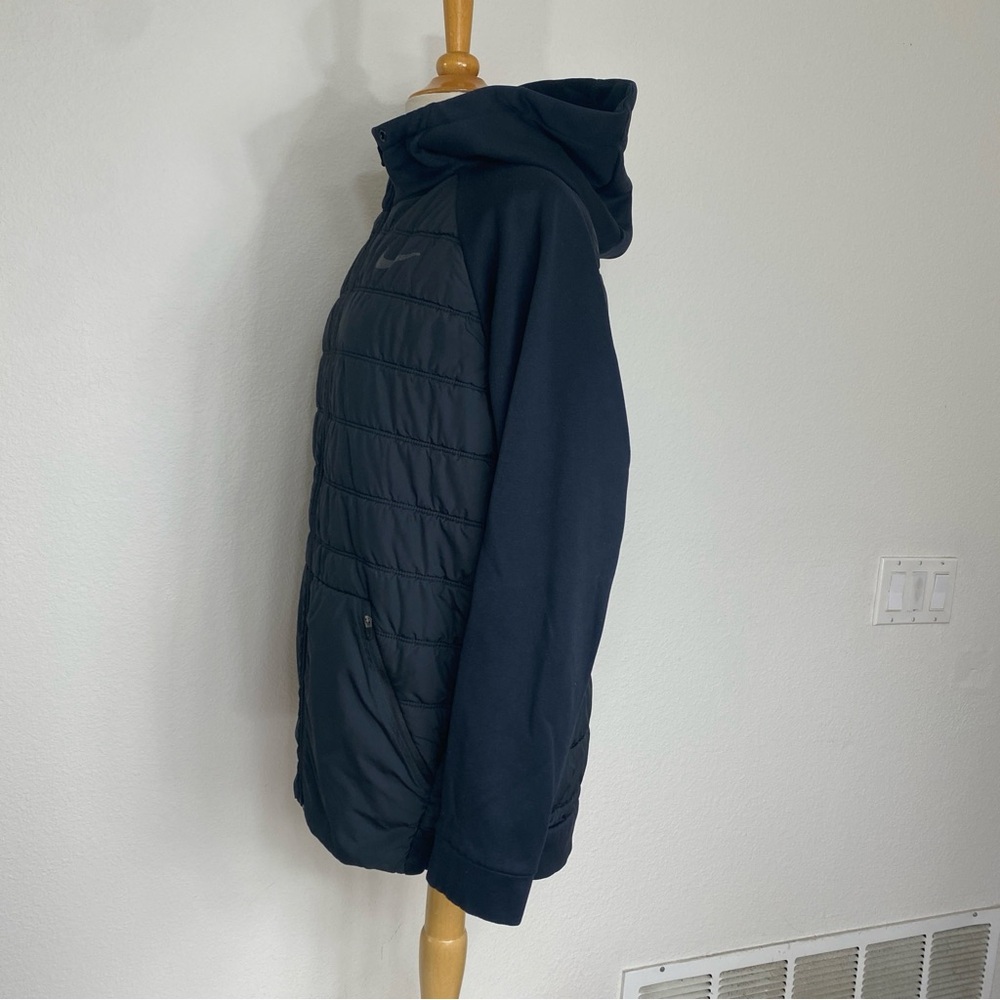 Nike Men's Black Hooded Partial Quilted Puffer Jacket Size Large Outdoor Active - Picture 3 of 16